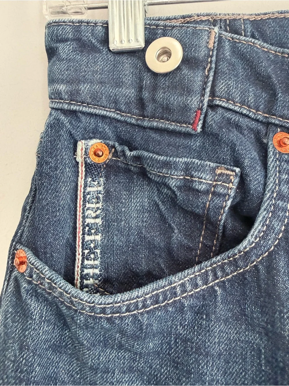 We The Free People Slim Shade Selvedge Straight Cuffed Jeans Deep Indigo 24